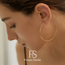 Load image into Gallery viewer, 18k Gold Hoop Earring; Large Statement Dangle Earring