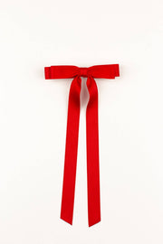 Long Matte Satin Hair Bow Barrette | Micro Alice Bow: Soft Pink