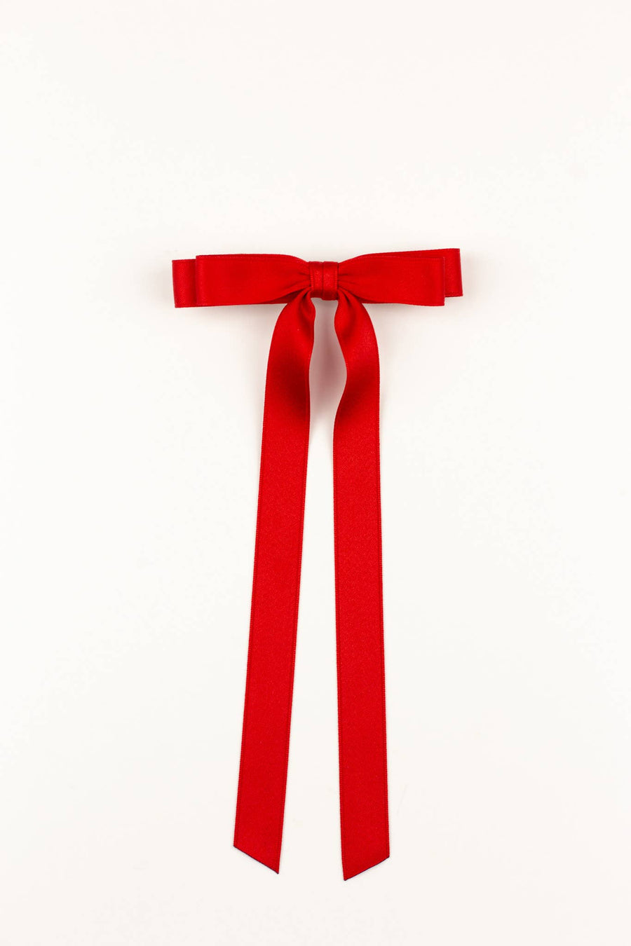 Long Matte Satin Hair Bow Barrette | Micro Alice Bow: Soft Pink