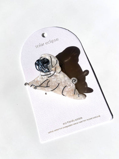 Hand-painted Pug Dog Breed Claw Hair Clip | Eco-Friendly