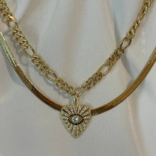 Load image into Gallery viewer, Listen To Your Angel Necklace. Gold Chain and Heart Charm: Silver - White Gold Filled