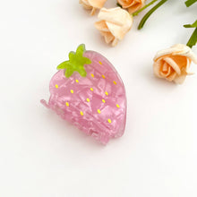 Load image into Gallery viewer, Strawberry Acrylic Printed Hair Claw Clip: Red