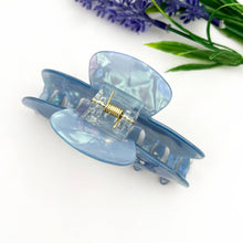 Load image into Gallery viewer, Blue Porcelain Sardine Half-Moon Acrylic Hair Claw Clip: Blue
