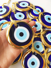 Turkish evil eye bead, gold evil eye bead, 7cm gold evil eye: Gold