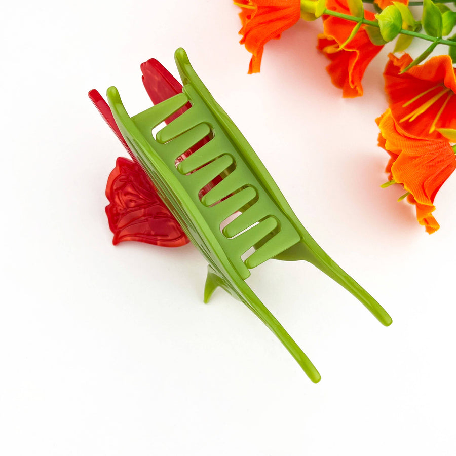 Double Tulip Acetate Claw Clip – Elegant Floral Hair Clip: Red