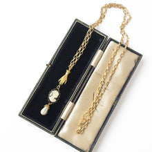 Load image into Gallery viewer, 24K Satin Gold Cameo &amp; Hand Charm Necklace: 20"