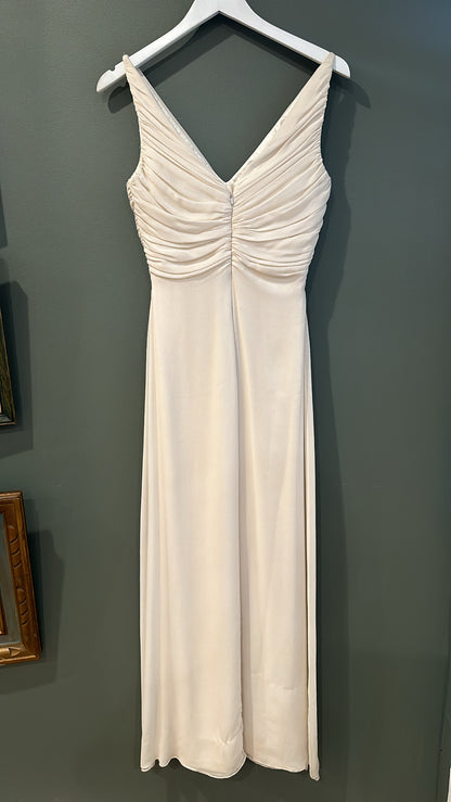 Janet - Ivory Silk Gown, 1990’s, 34” Bust, 28” Waist, As is