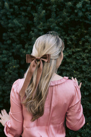 Oversized Matte Satin Hair Bow Barrette | Stella Bow OS: Hazelnut