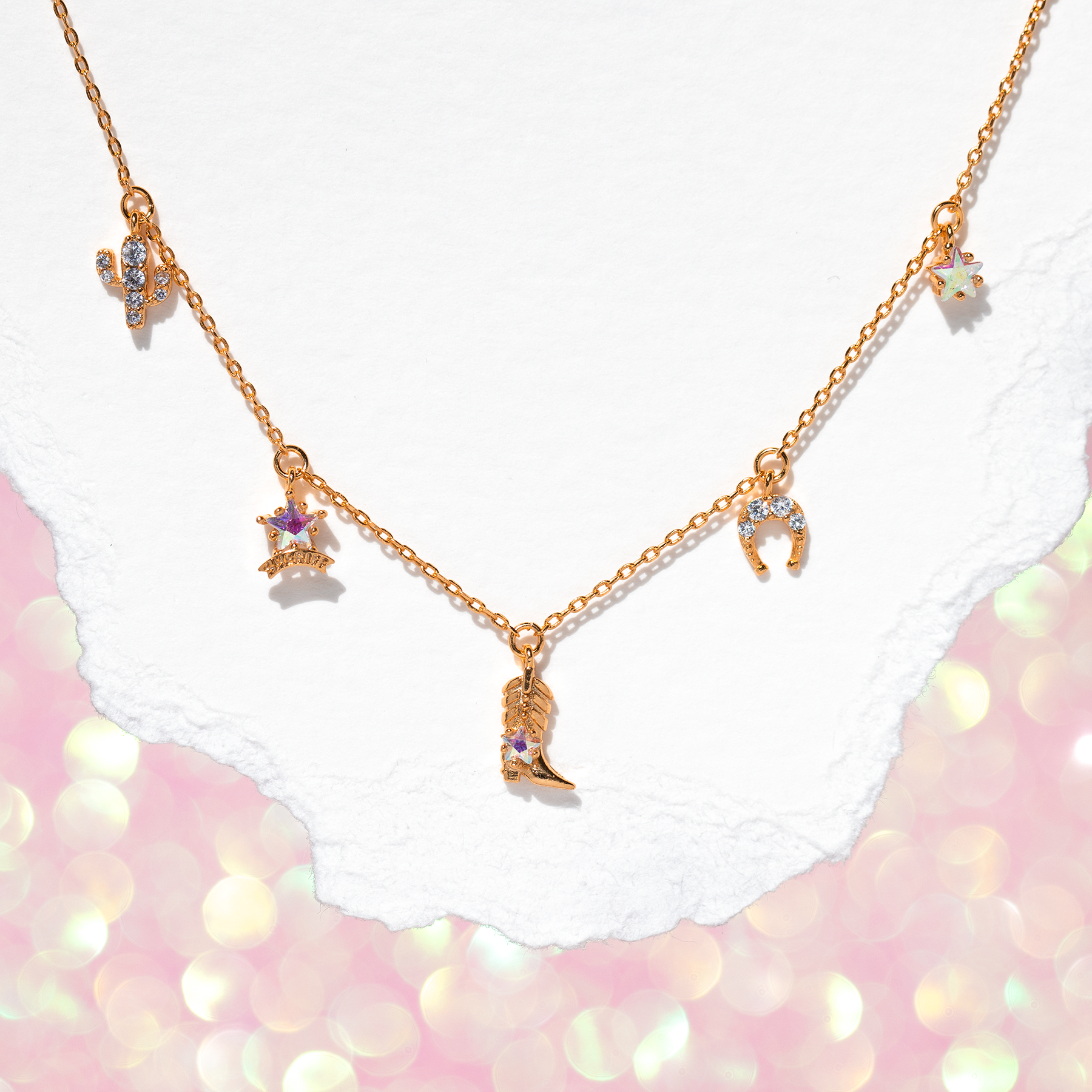 Charming Cowgirl Necklace: Gold