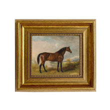 Load image into Gallery viewer, A Bay Hunter Framed Oil Painting Print on Canvas: Antiqued Gold / 8" x 10"