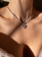 Load image into Gallery viewer, Listen To Your Angel Necklace. Gold Chain and Heart Charm: Silver - White Gold Filled