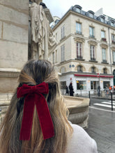 Load image into Gallery viewer, The Perfect Velvet Bow Barrette | Holiday Accessories: Red