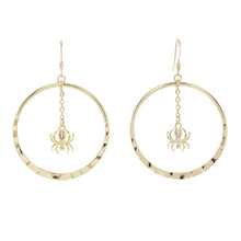 Load image into Gallery viewer, Gossamer Guardian Spider Hoop Earrings: Halloween Jewelry