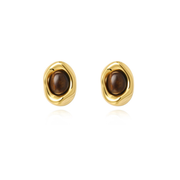 Saylor Tiger Eye Studs: 0.6"