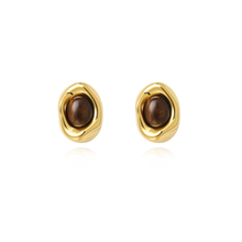 Load image into Gallery viewer, Saylor Tiger Eye Studs: 0.6"