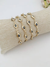 Load image into Gallery viewer, Blue Evil Eye Bracelet, Gold Chain Bracelet, Greek Evil Eye