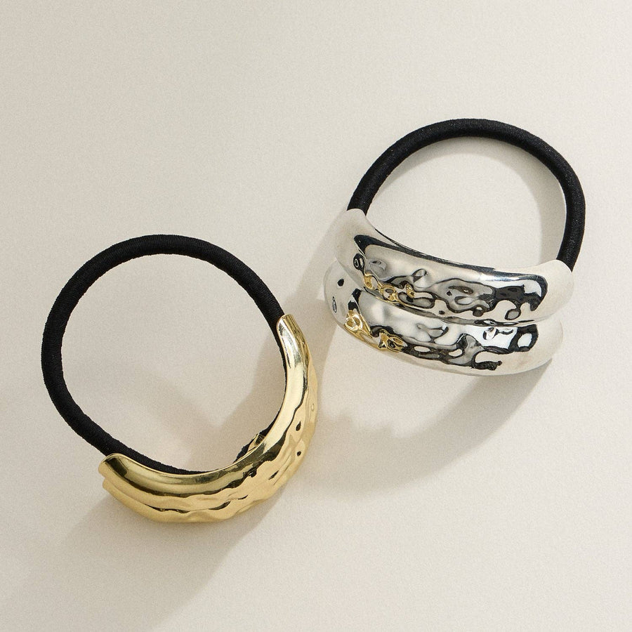 Chunky Dome Hammered Hair Tie: GD / ONE / 5DH88031