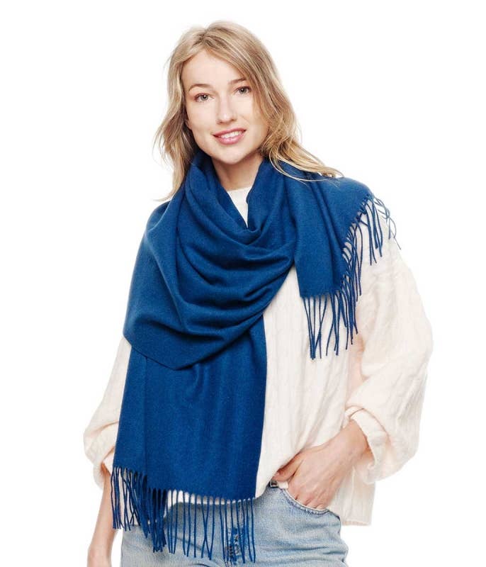 Cozy Woven Cashmere Wrap Shawl Scarf Throw: Brown