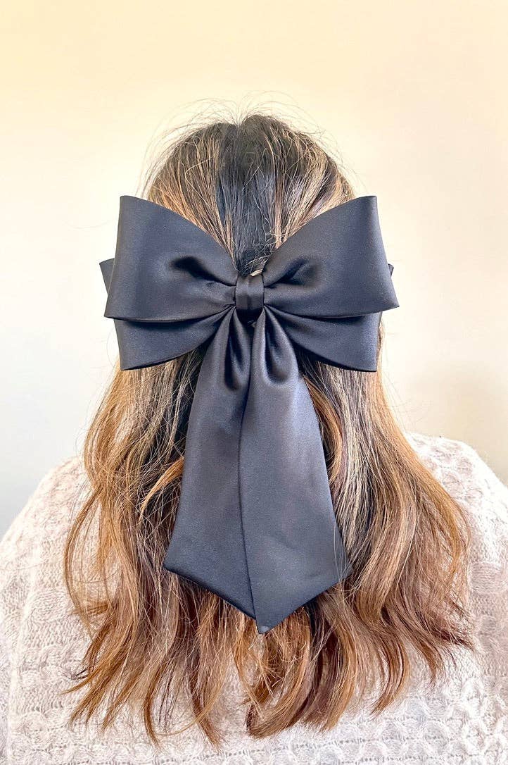 The Perfect Long Satin Hair Bow Barrette: White