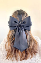 Load image into Gallery viewer, The Perfect Long Satin Hair Bow Barrette: White