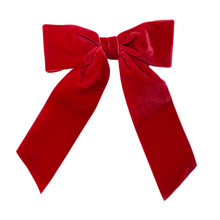 Load image into Gallery viewer, Large Velvet Hair Bow Barrette for Women | Bailee Bow: Wine