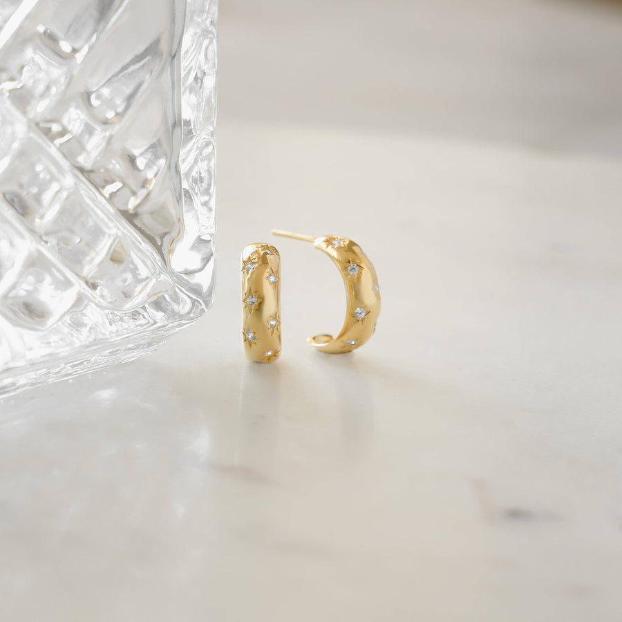 Starburst Dome Hoops: Silver