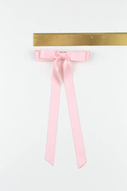Long Matte Satin Hair Bow Barrette | Micro Alice Bow: Red