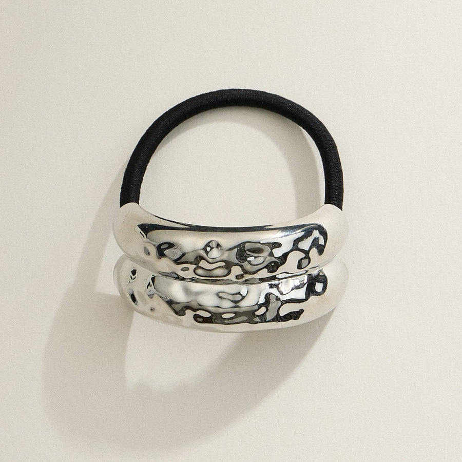 Chunky Dome Hammered Hair Tie: SV / ONE / 5DH88031