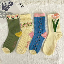Load image into Gallery viewer, Tulip Mid Calf Floral Vintage Socks: Flower