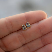 Aquamarine Baguette Studs: Gold