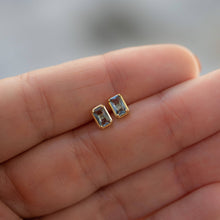 Load image into Gallery viewer, Aquamarine Baguette Studs: Gold