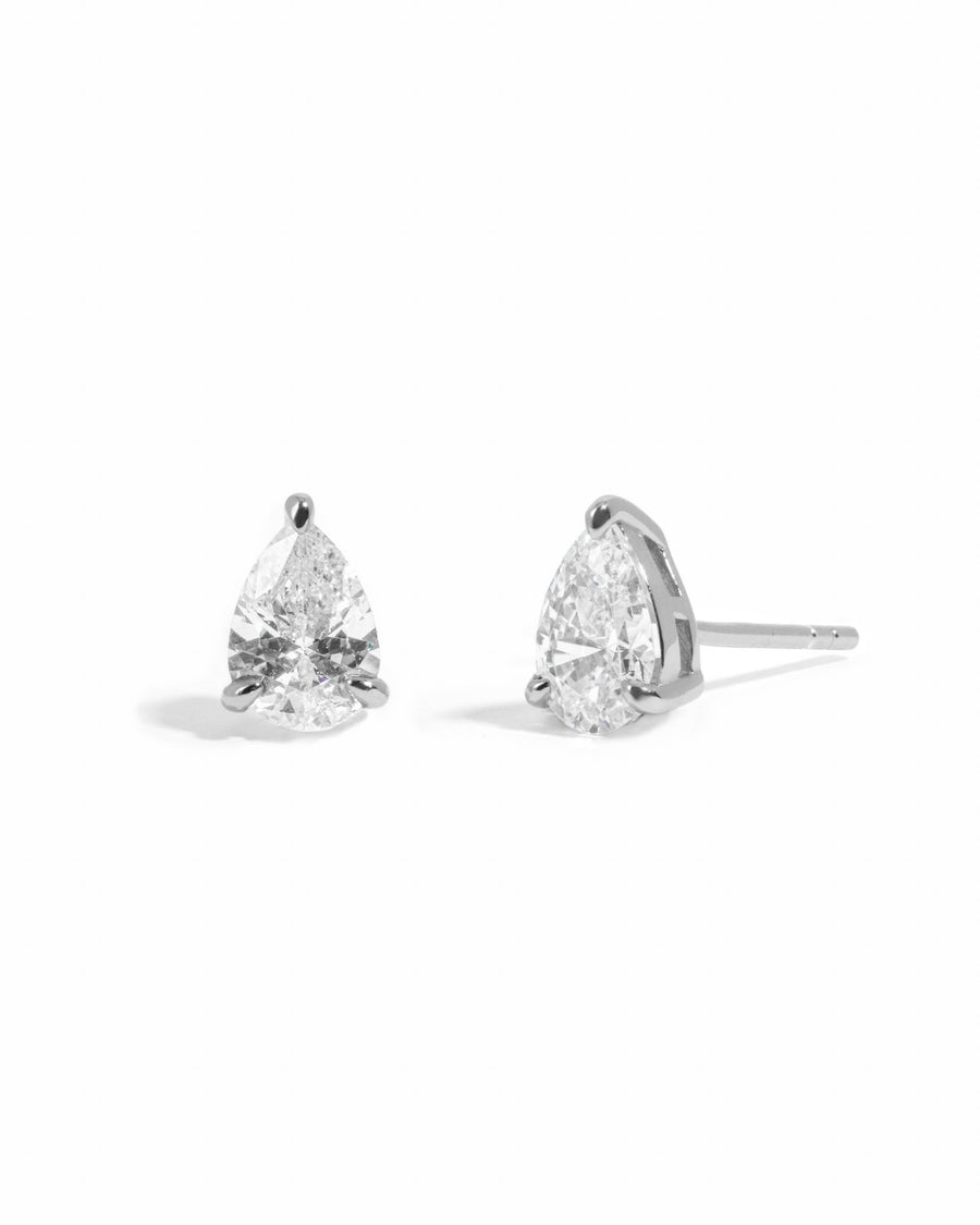 5x7mm Pear Studs: Silver