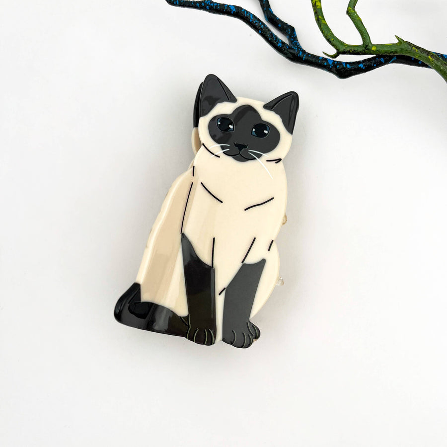 Creative Black Cat Acetate Animal Hair Claw Clip: BlackWhite-Cat