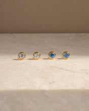 Load image into Gallery viewer, Aquamarine Bezel Dome Studs: Gold
