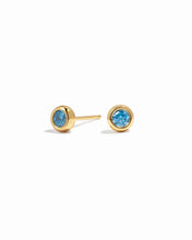 Load image into Gallery viewer, Aquamarine Bezel Dome Studs: Gold