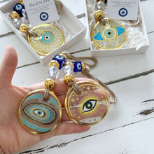 Load image into Gallery viewer, Evil Eye Wall Hanging, Gold Evil Eye Wall Decor, Protection: Style 2