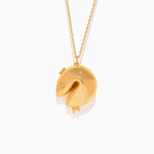 Load image into Gallery viewer, Fortune Cookie Locket Necklace: Gold