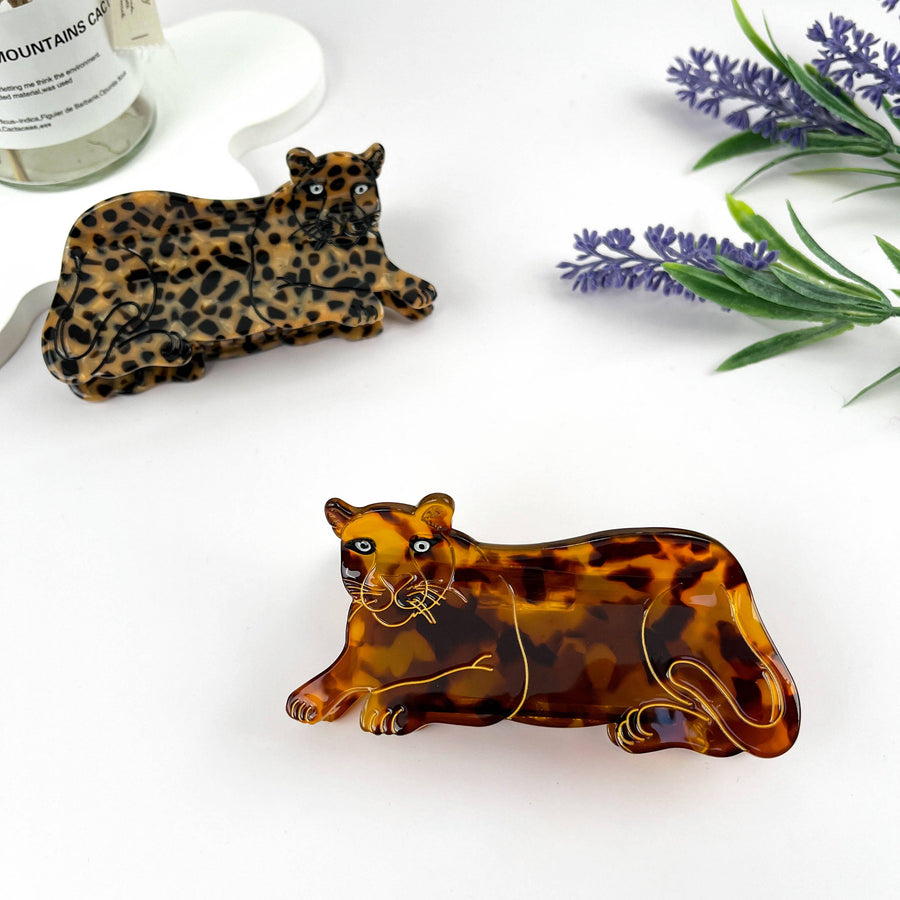 Lazy African Leopard Acetate Hair Claw Clip: A