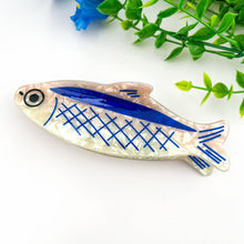 Load image into Gallery viewer, 12cm Oversized Sardine Print Acrylic Hair Claw Clip: Blue