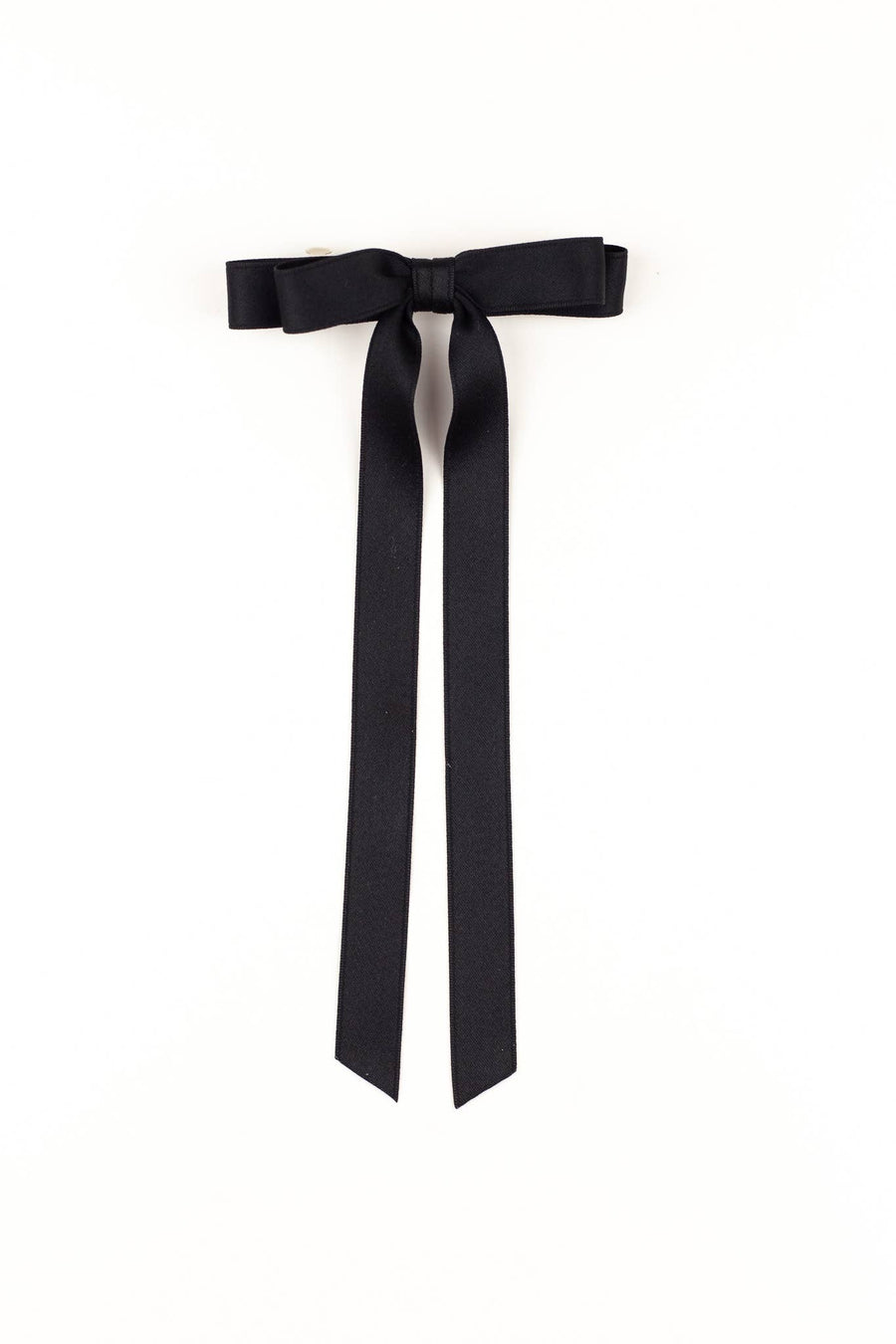 Long Matte Satin Hair Bow Barrette | Micro Alice Bow: Soft Pink