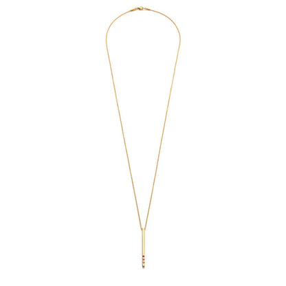 Gold Bar with Ombre Crystal Necklace: Earth