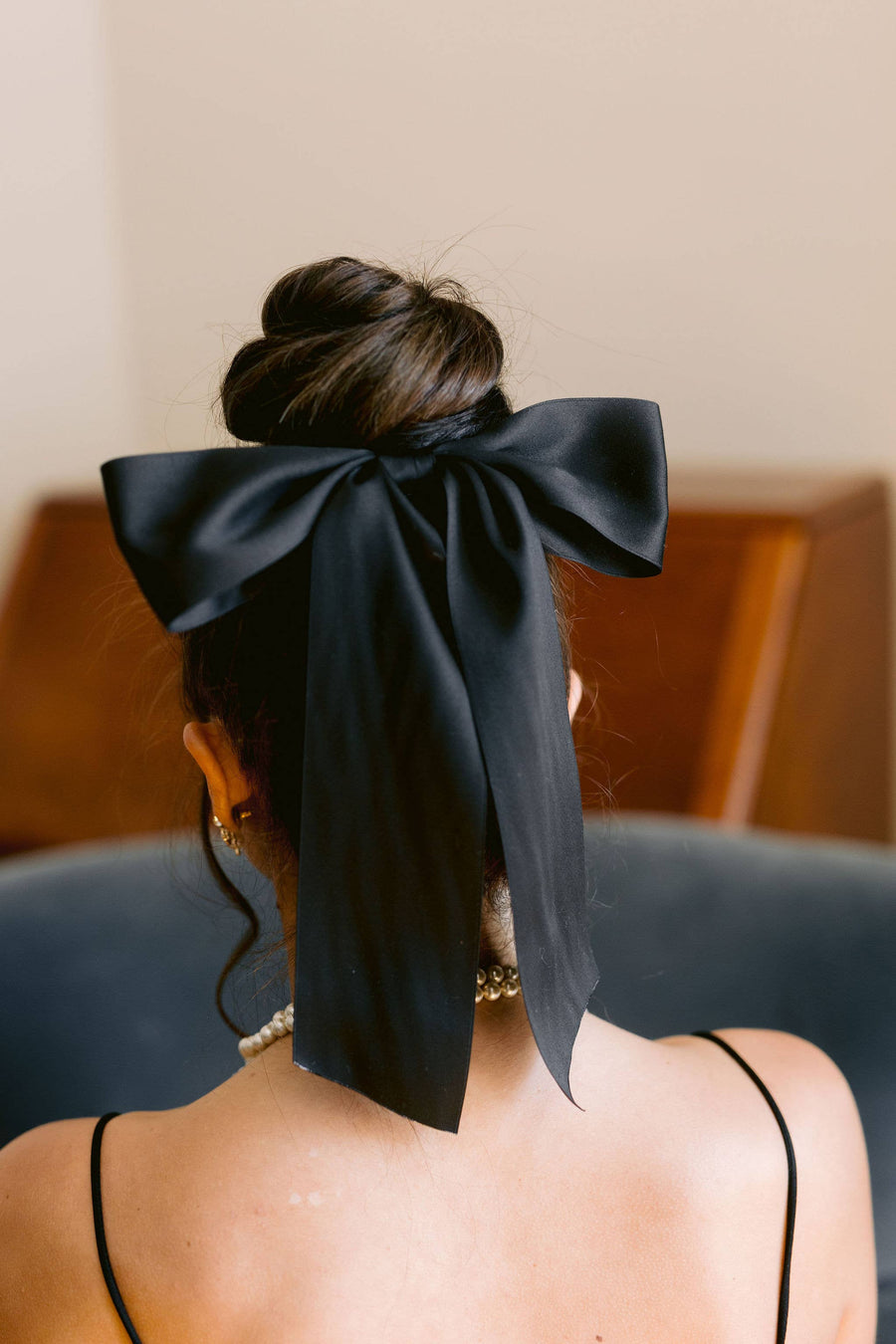 Oversized Matte Satin Hair Bow Barrette | Bailee Bow OS: Black
