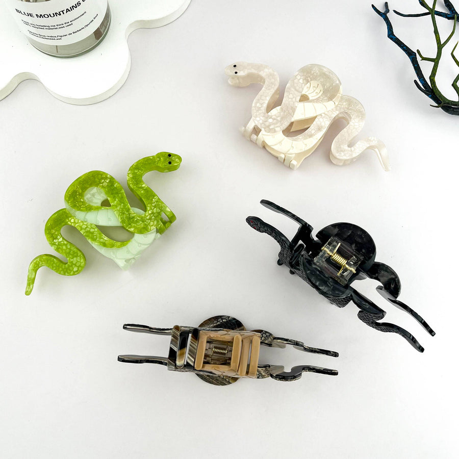 Two-color Snake Hair Clip, Acetate Animal Claw Clip: Gray