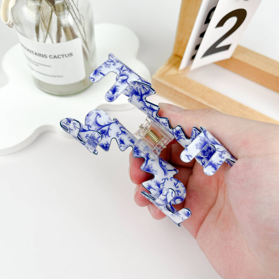 Wave flowers hair Claw clip: B
