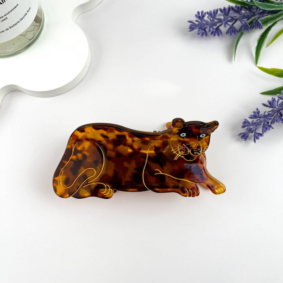 Lazy African Leopard Acetate Hair Claw Clip: A
