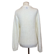 Load image into Gallery viewer, White Hand-Knit Popcorn Cardigan, 1960s, 40” Bust, as is