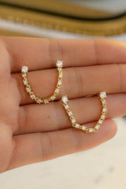 Two-Piercing Tennis Chain Link Studs: Gold