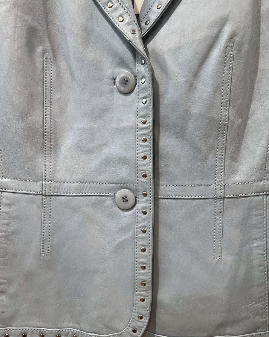 Powder Blue Leather Jacket, 1990’s, 38” Bust