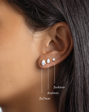 5x7mm Pear Studs: Silver