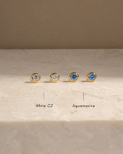 Load image into Gallery viewer, Aquamarine Bezel Dome Studs: Gold